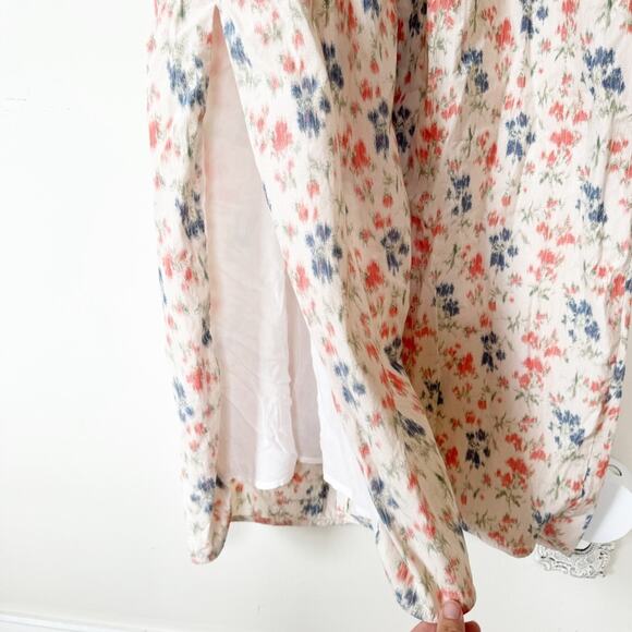 Rebecca Taylor Emma Off White Coral and Blue Floral Midi Dress Sundress 2 - Picture 7 of 12